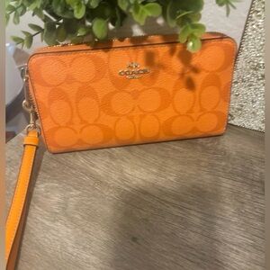 Coach Orange Wristlet Wallet